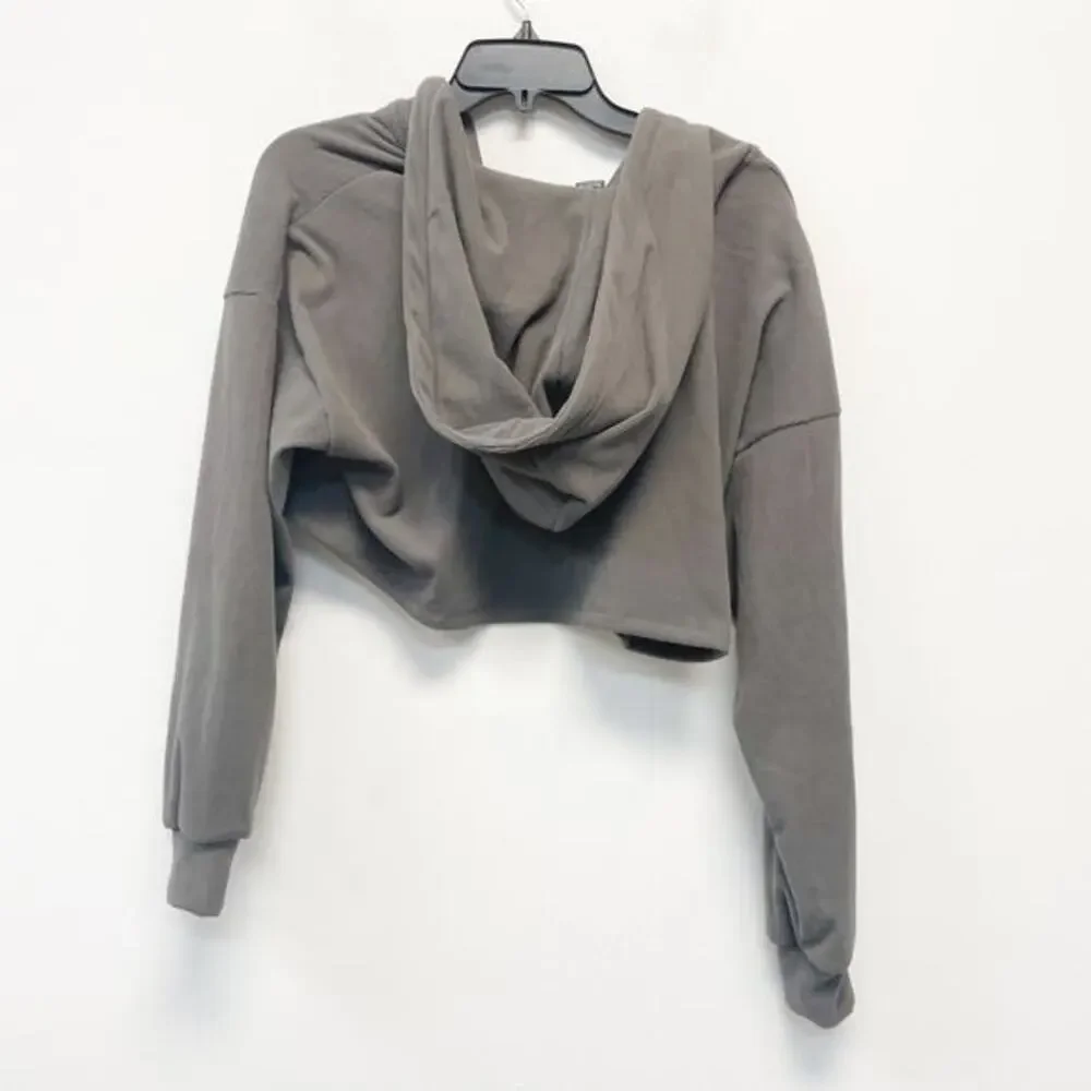 Wild Fable Women's Cropped‎ Zip Up Ribbed Hoodie Gray Size Small - Picture 3 of 6